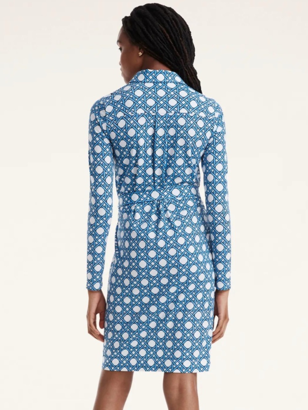 Brooks Brothers Blue and White Geometric Long Sleeves Shirt Dress XL - Picture 2 of 16